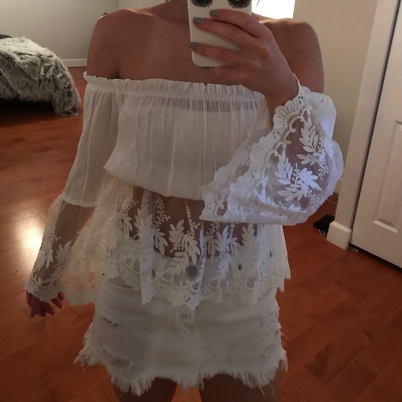 LF Tops - LF Evie Off the Shoulder Lace Top