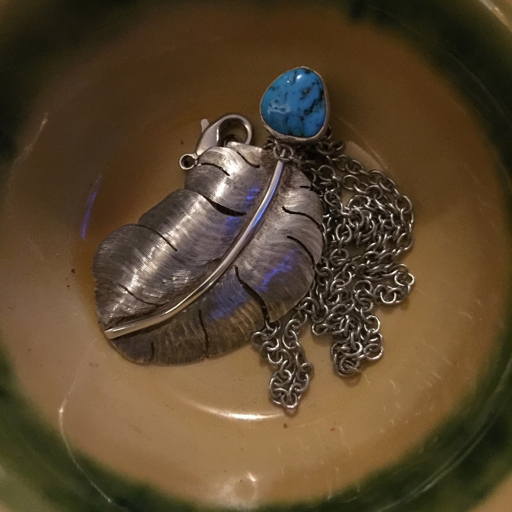 Vintage sterling feather