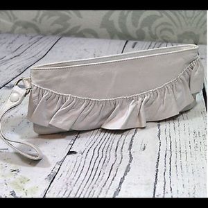Hobo Ruffle White Leather Clutch