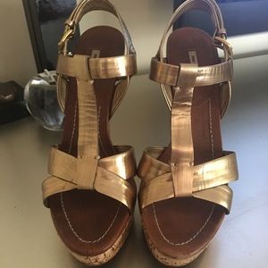 Authentic Miu Miu bronze heels