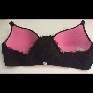 PINK VS black lace racer back bra