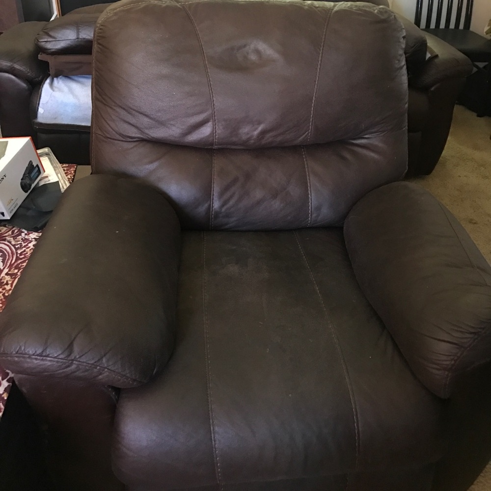Single dark brown recliner