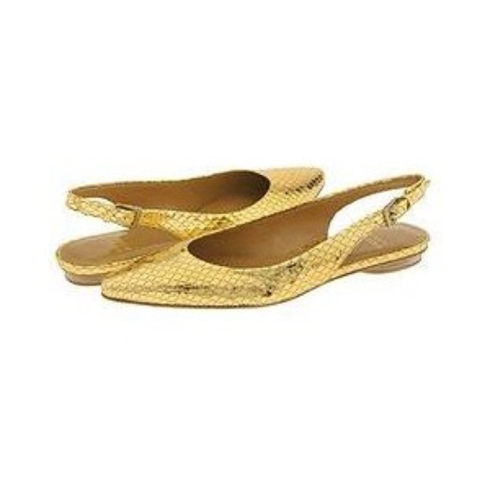 Stuart Weitzman Slingback Gold Metallic Flats
