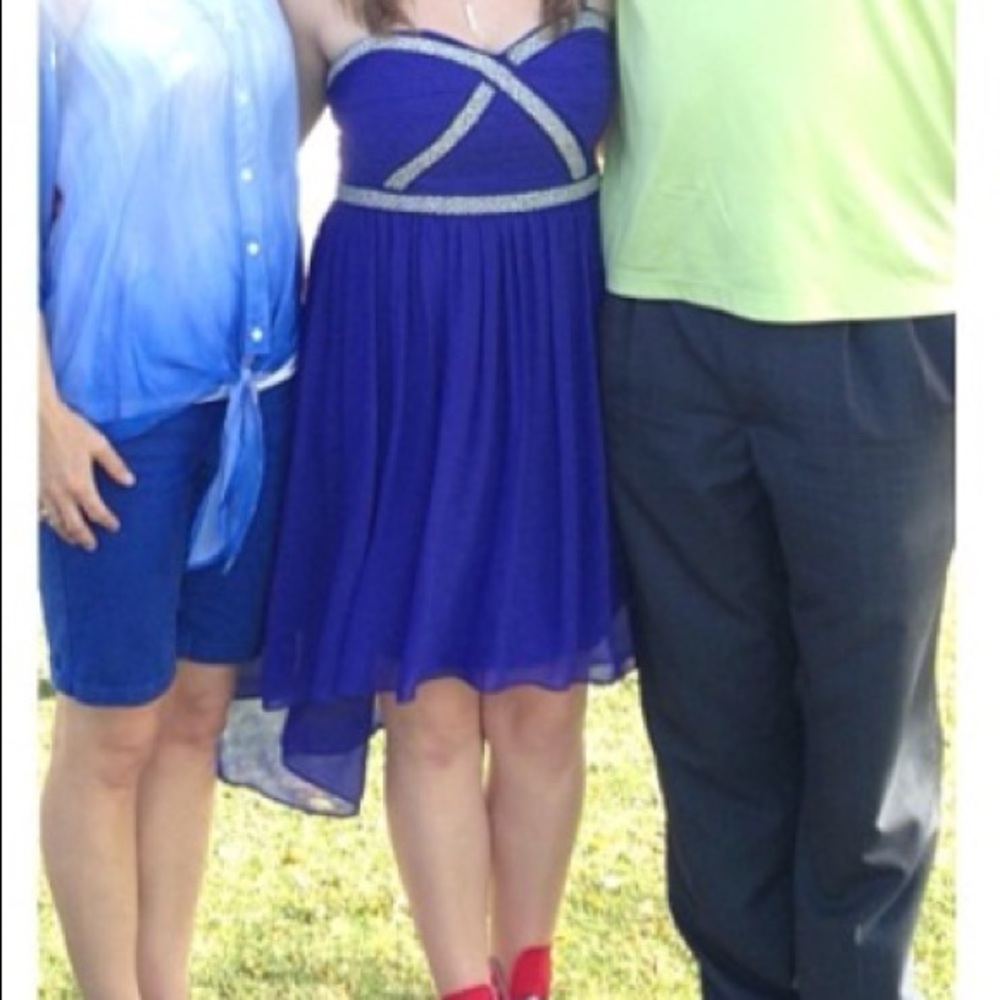 GB juniors royal blue high-low strapless dress