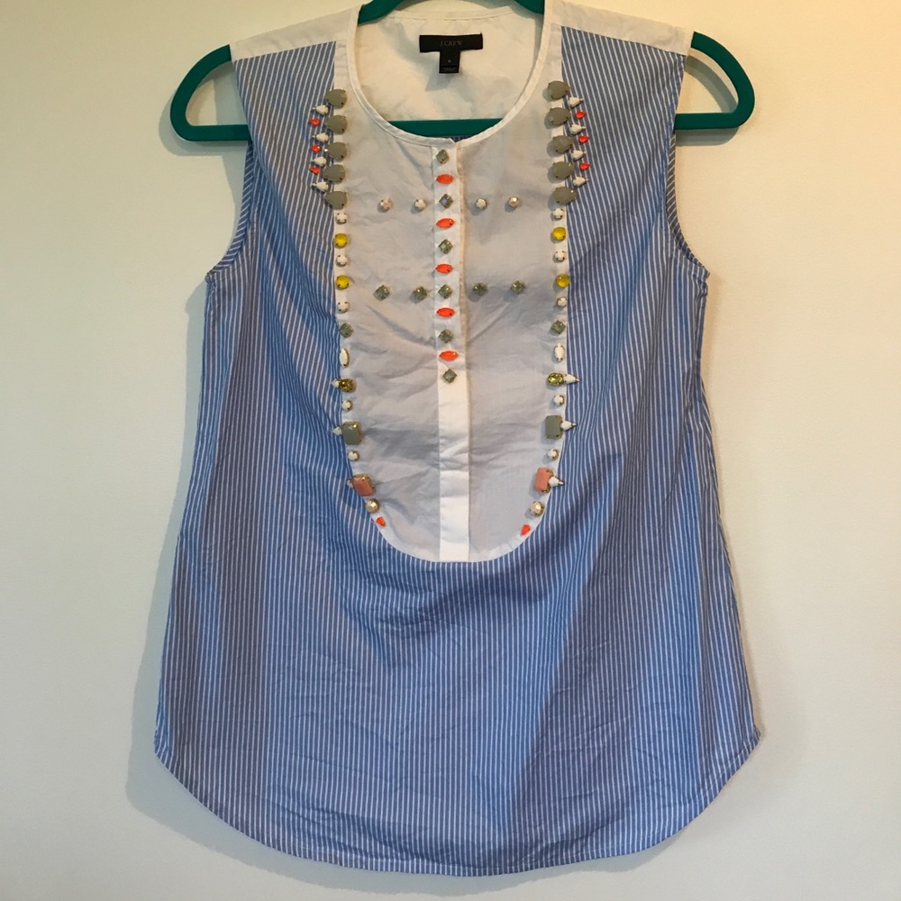 JCrew jeweled bib shirt size 0
