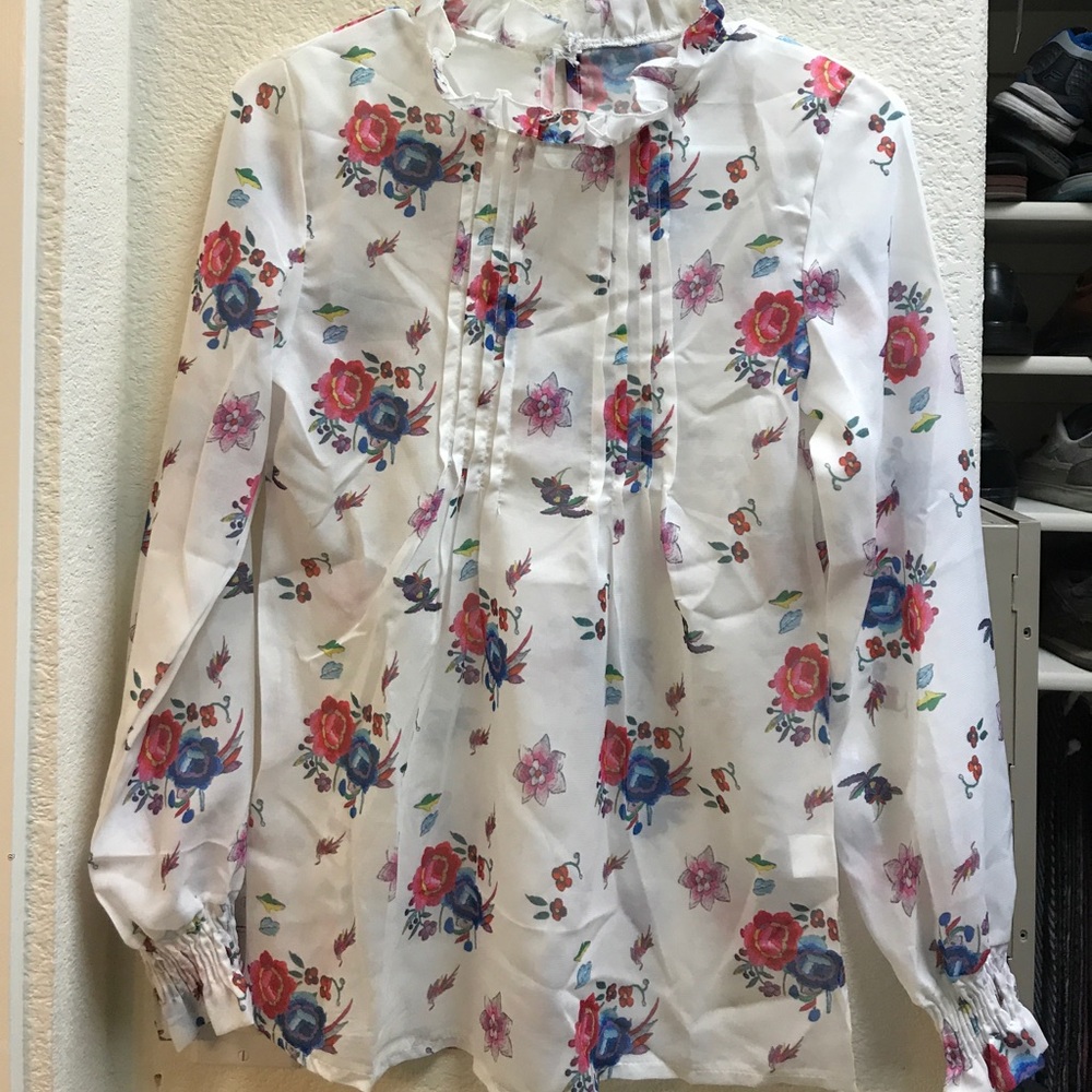 White floral sheer top