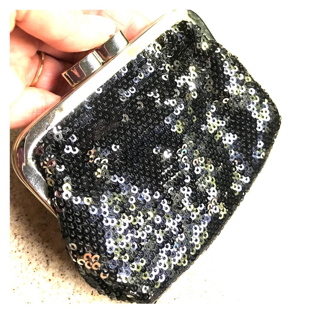 BLACK SEQUINED VICTORIA SECRET COIN PURSE
