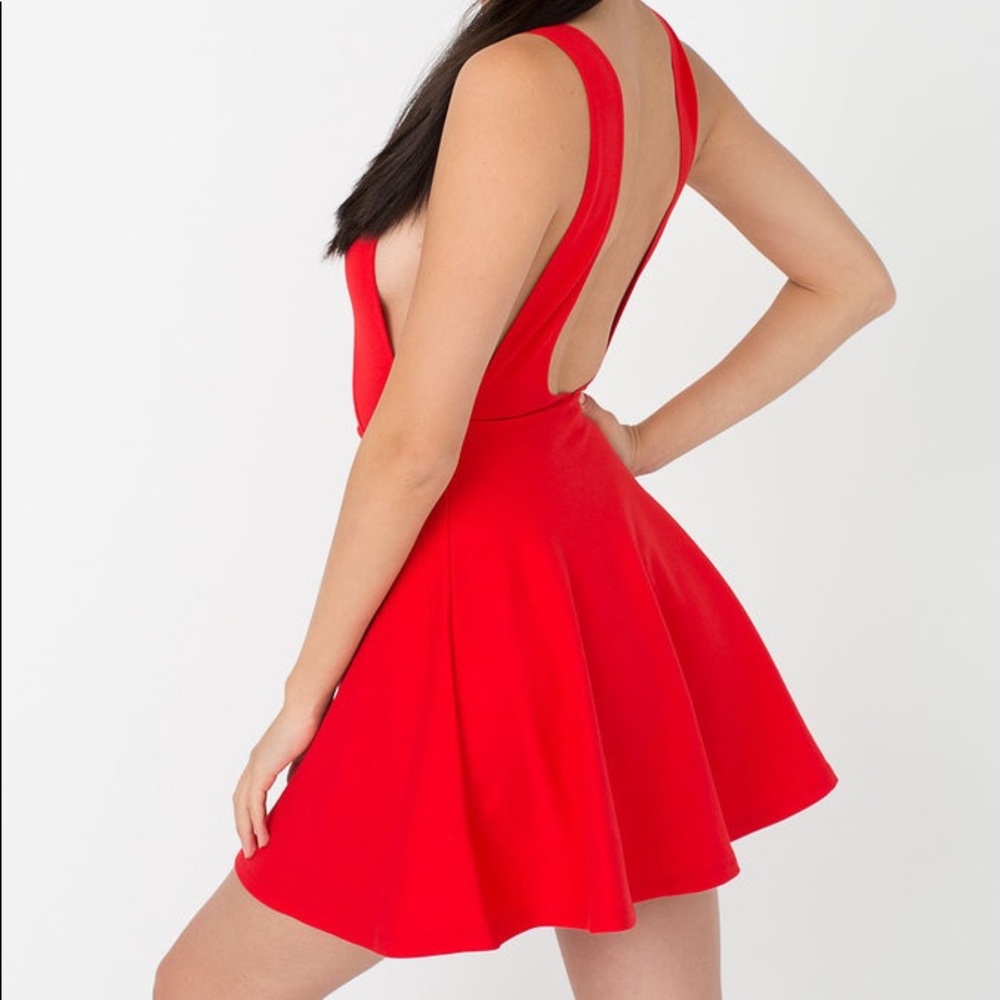 American Apparel Red Ponte Sleeveless Skater Dress