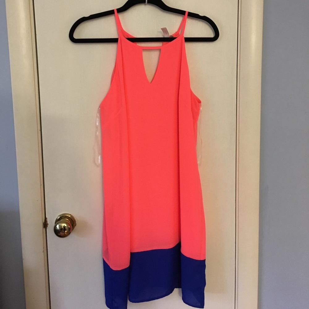 Neon orange and blue sundress