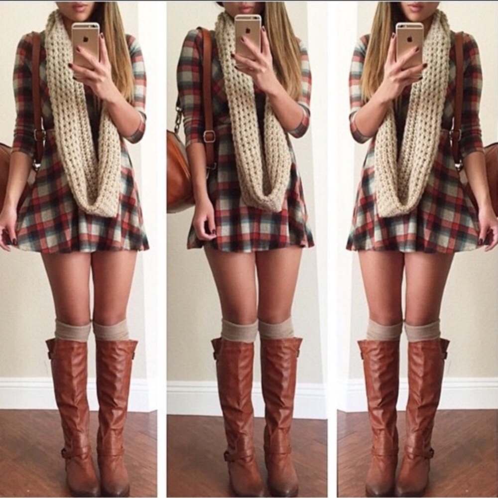 Fall Ready Flannel Fit & Flare Dress