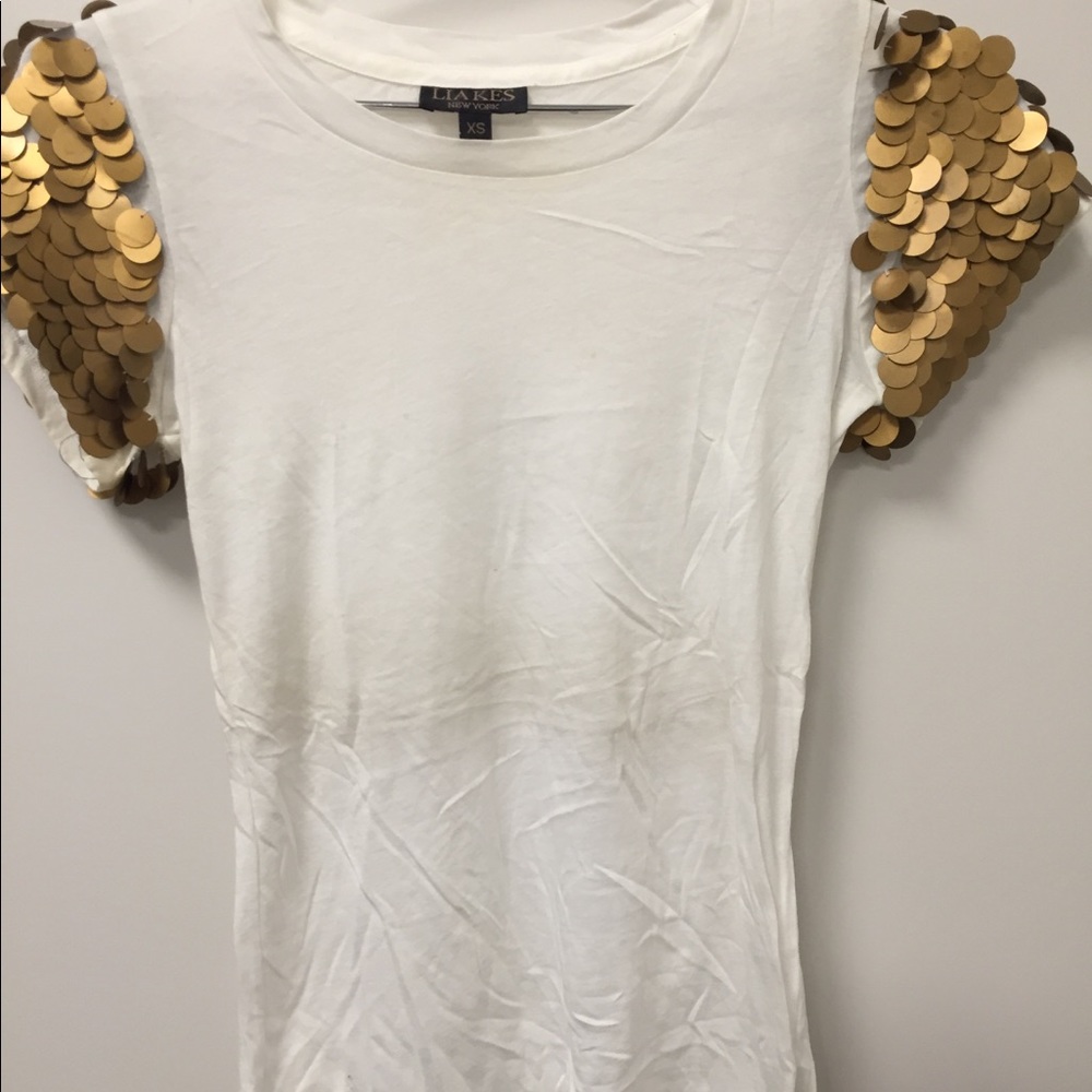 Liakes New York Cream Tee with Gold Disc Sleeves