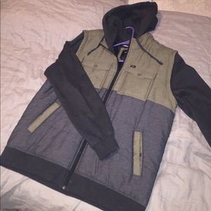 RVCA olive green zip up jacket.