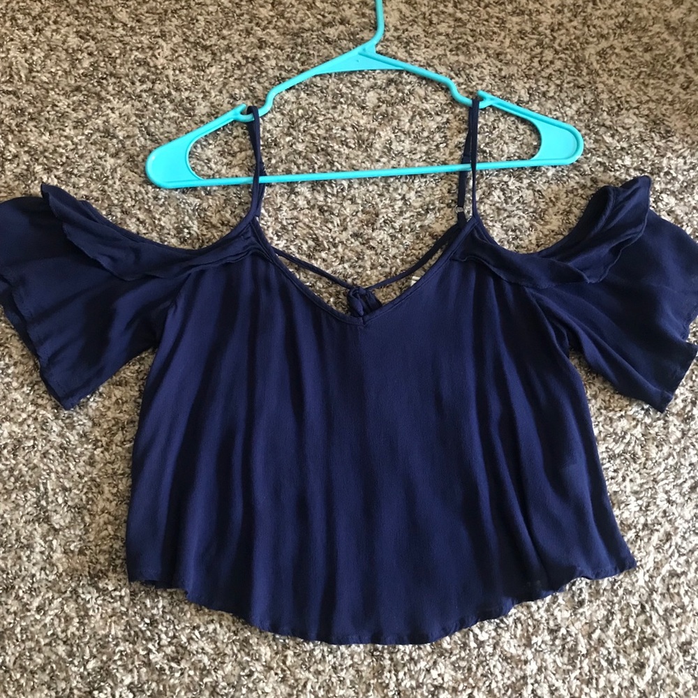 Navy blue cute crop top