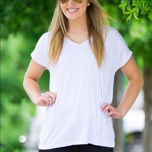 NWOT White Rolled Sleeve Piko