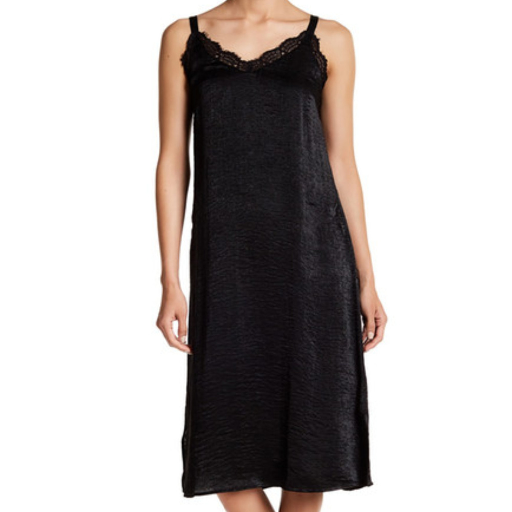 NWT Bobeau Satin Lace Trim Slip Dress