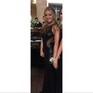 Black-sequin prom dress