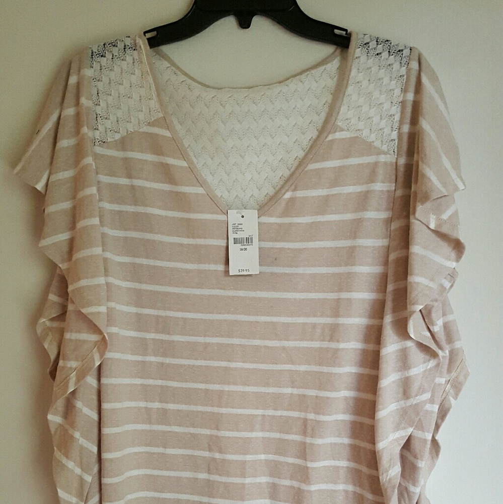 Lane Bryant Women's Plus Size Peach White Top