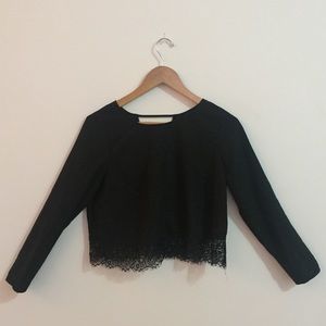 Lace-hemmed black top
