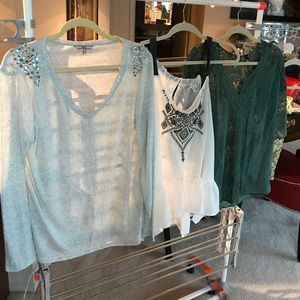 Trio of shades of green casual tops NWOT