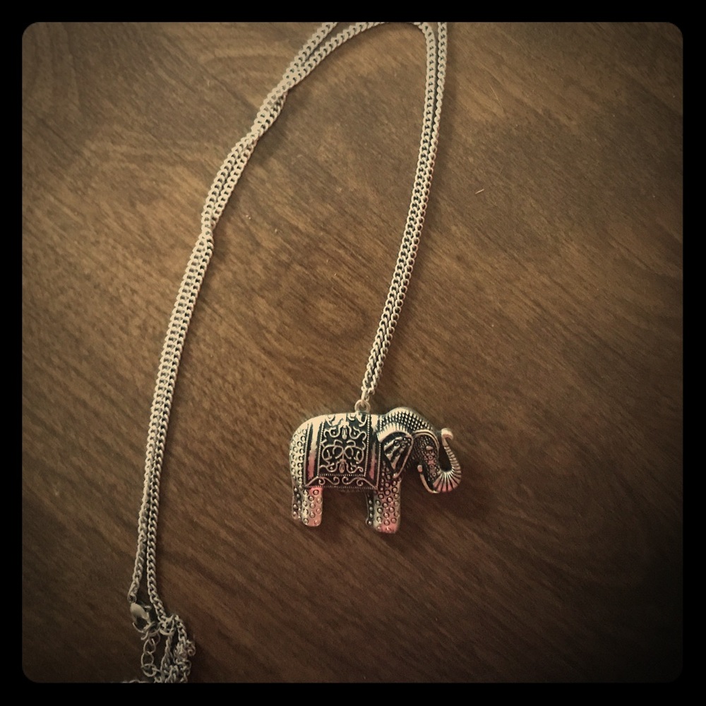 Long chain elephant necklace