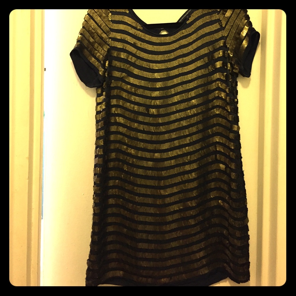 Navy & Gold Sequin Mini Dress