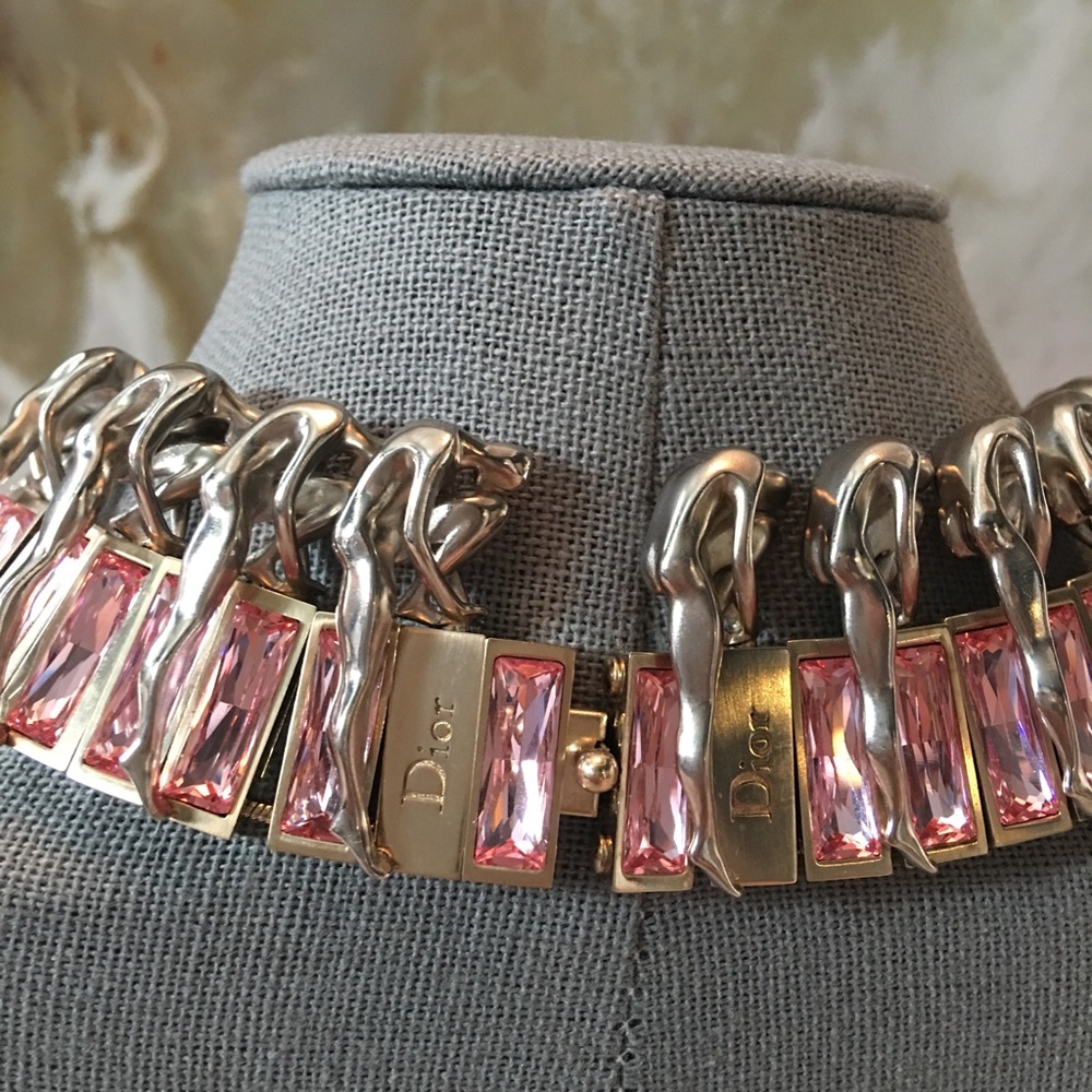 RARE Dior "Men In Dior" Pink Crystal Necklace - Picture 4 of 8