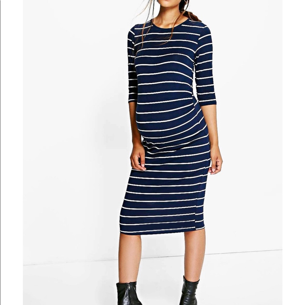 Boohoo Navy Maternity Dress