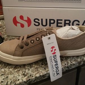 Brand new in box Superga embossed Croc Taupe