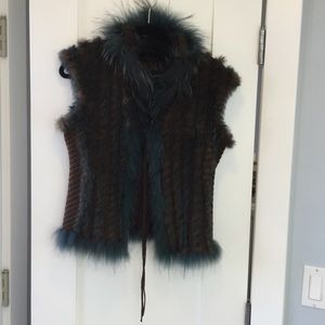 Knit and fur vest
