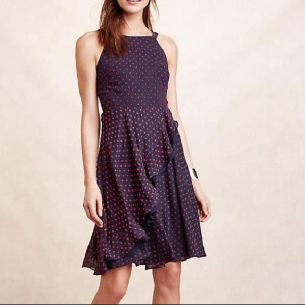 Anthropologie Eva Franco Ruffled Clipdot Dress