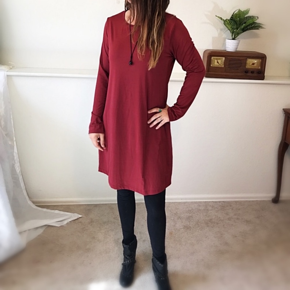 NEW Dress Long Sleeve Deep Wine Color Festival - Picture 4 of 6