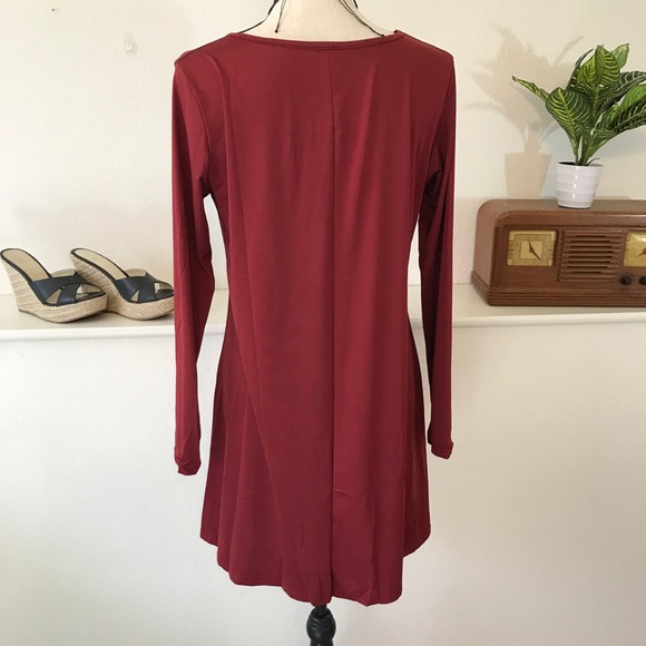 NEW Dress Long Sleeve Deep Wine Color Festival - Picture 5 of 6