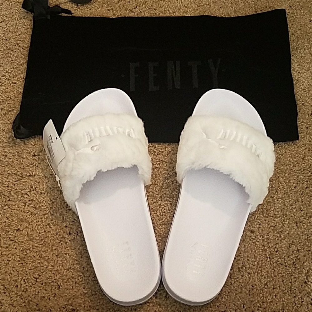 Puma Fenty white slides