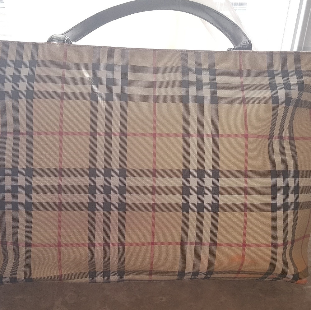 Vintage Burberry Coated Canvas and Leather Shopper