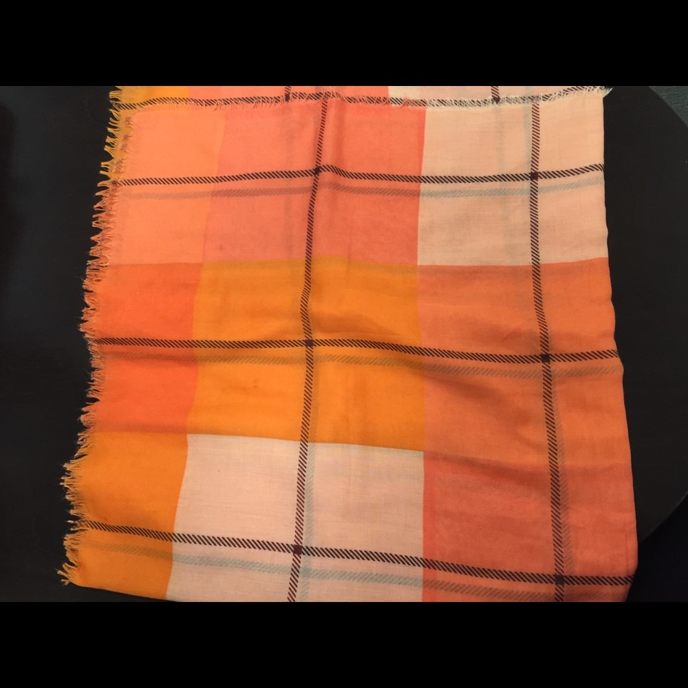 Coral, Orange and Pale Pink Light Scarf w/ Brown