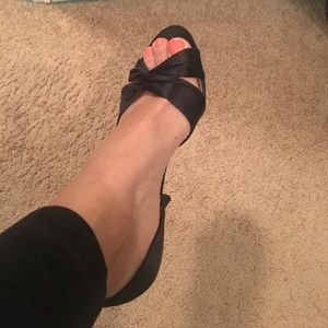 Black satin heels