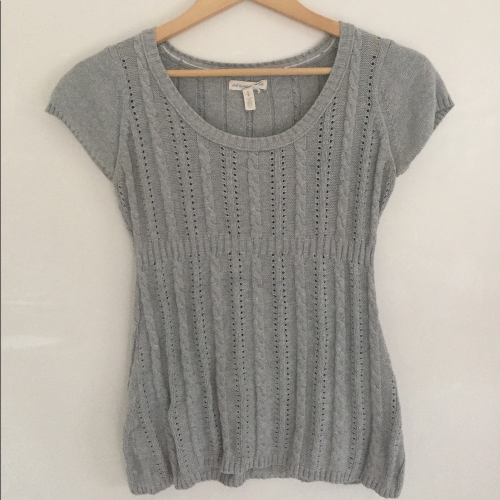 Grey Ribbed Knit Shirt