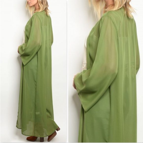 ❤LAST 1❤OLIVE GREEN KIMONO / DUSTER - Picture 3 of 4