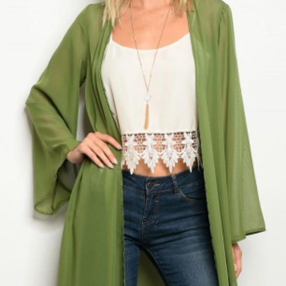 ❤LAST 1❤OLIVE GREEN KIMONO / DUSTER - Picture 4 of 4