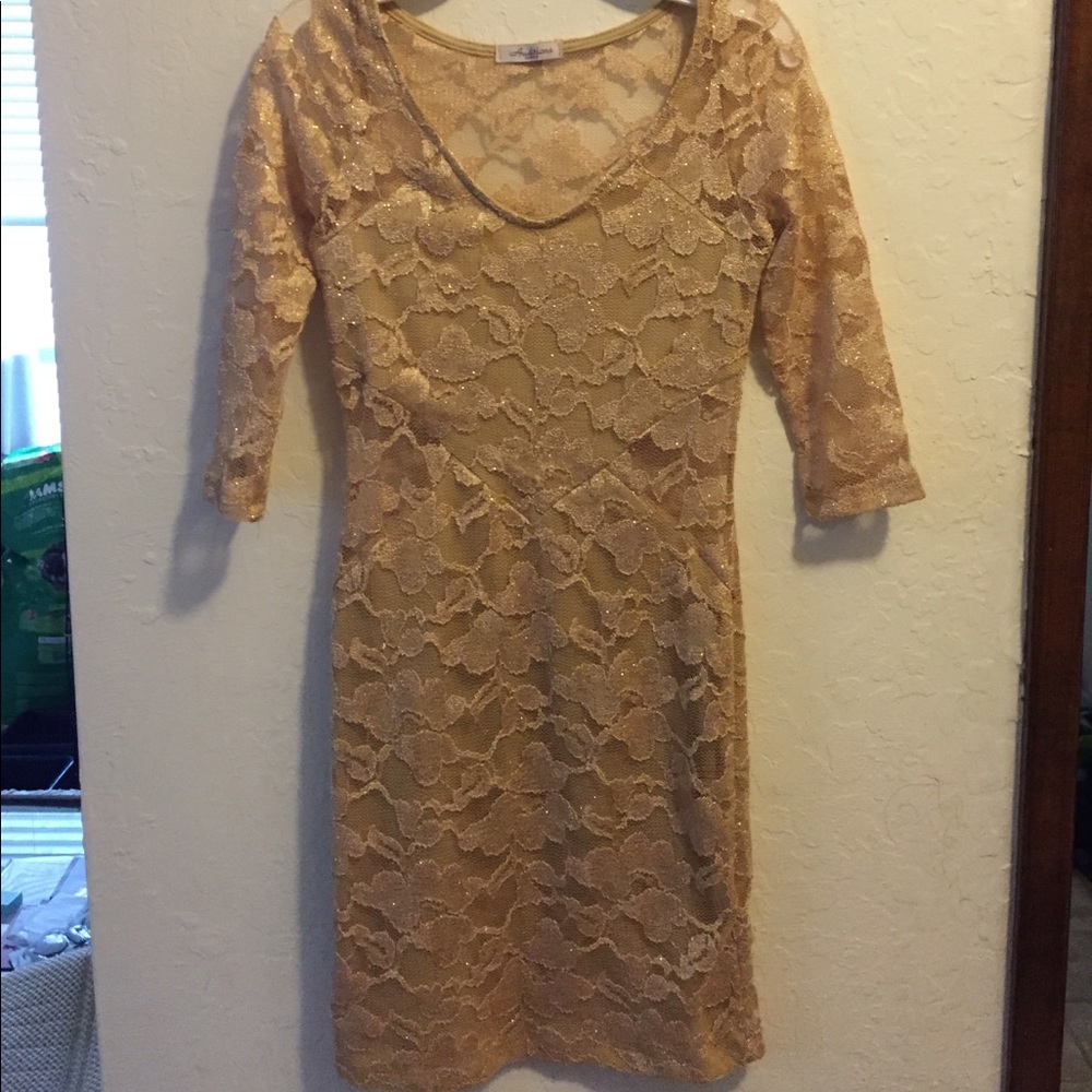 Gold lace dress
