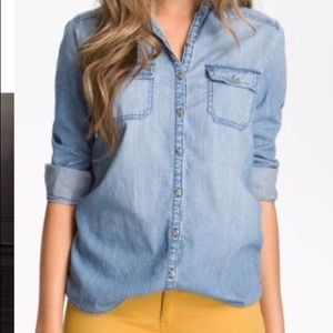 BP Denim Button Up Fray boho Bottom up Top
