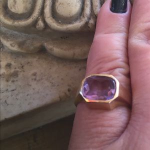 10K Solid Yellow Gold Vintage Amethyst Ring