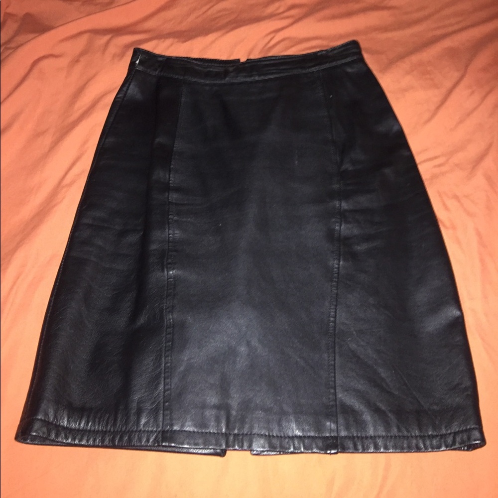 Pelle Cuir vintage 100% leather black pencil skirt