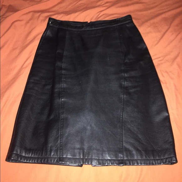 Pelle Cuir vintage 100% leather black pencil skirt - Picture 1 of 8