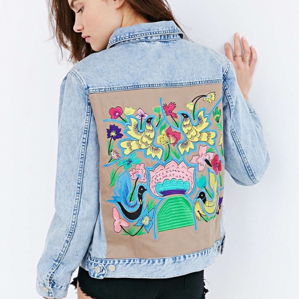 Native Rose Hummingbird Denim Jacket