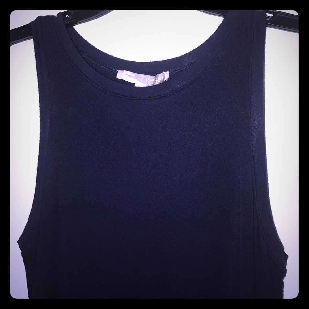 Navy Blue Cotton Dress - Picture 3 of 3