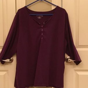 Catherine’s Purple 3/4 Length Sleeve Henley Shirt