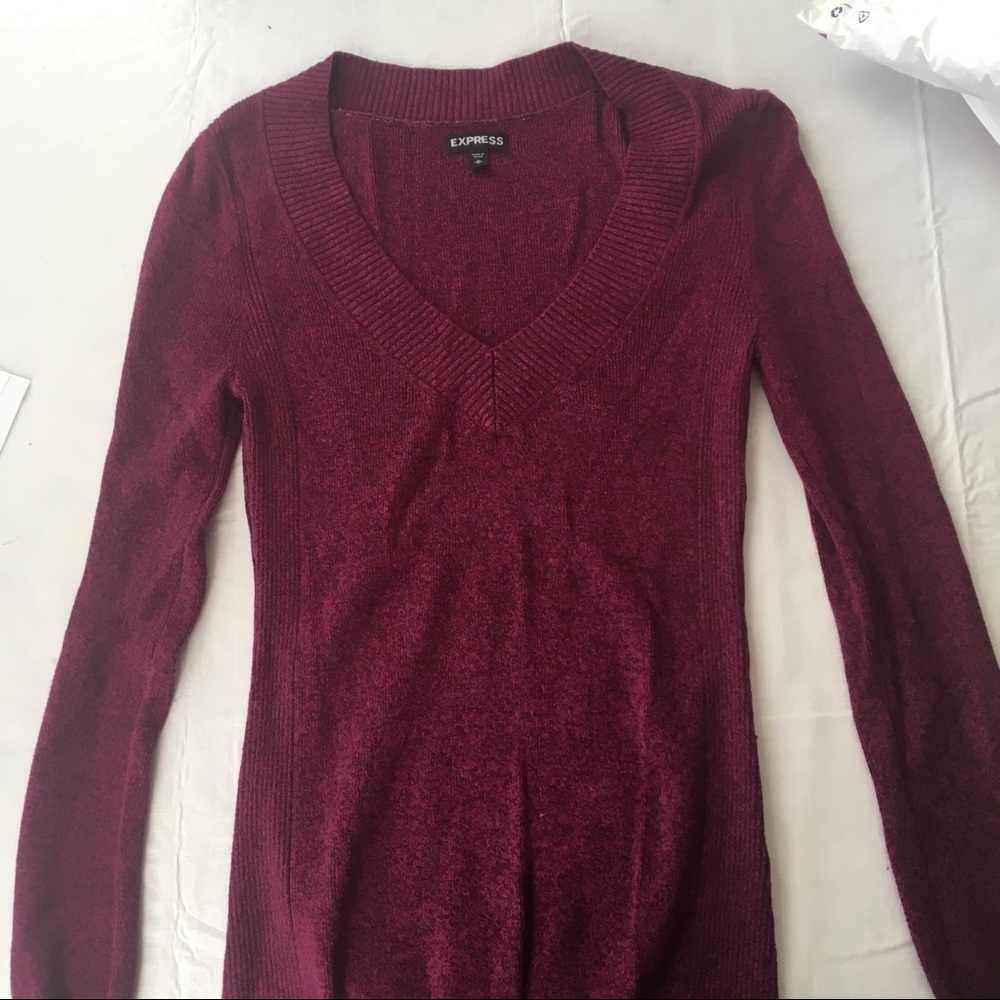 deep pink / fuchsia v neck sweater from express