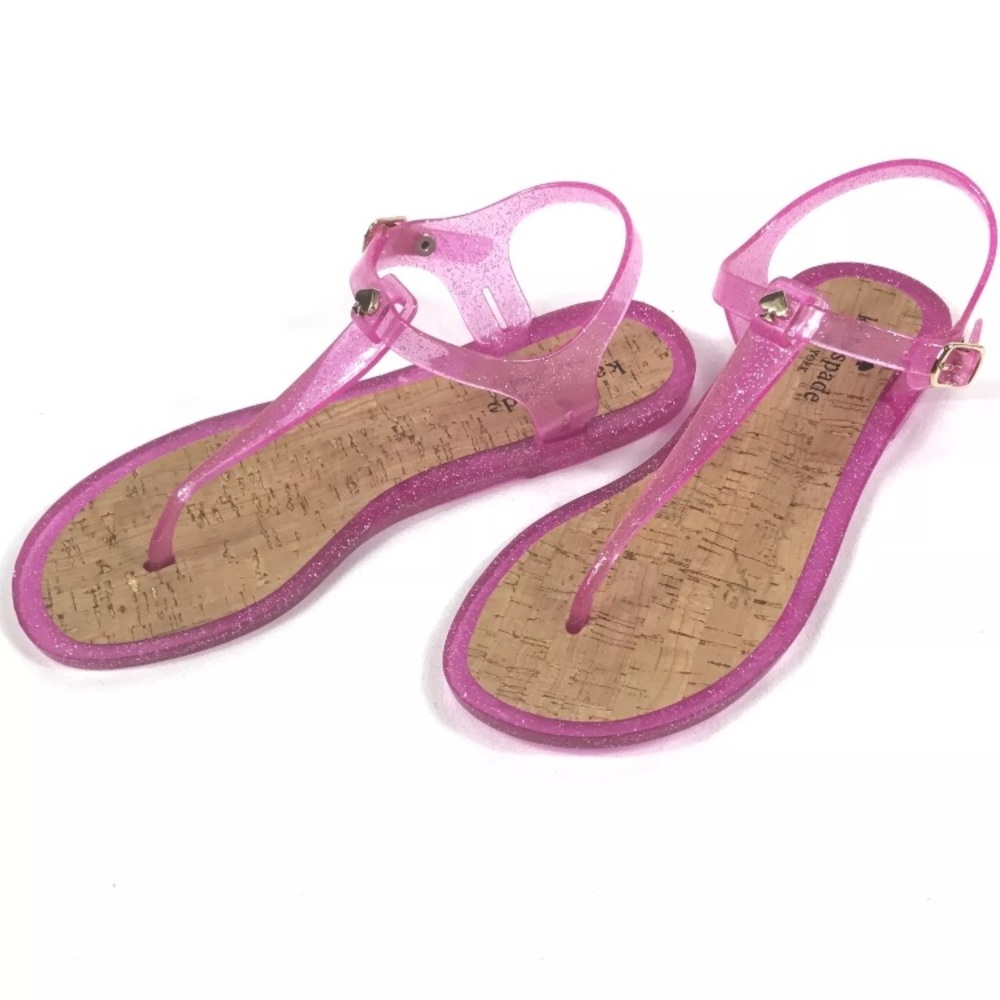 Kate Spade Yari Pink Glitter Jelly Sandals - Picture 2 of 8