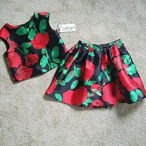 Pippa & julie Hailey Red Rose Skirt Set